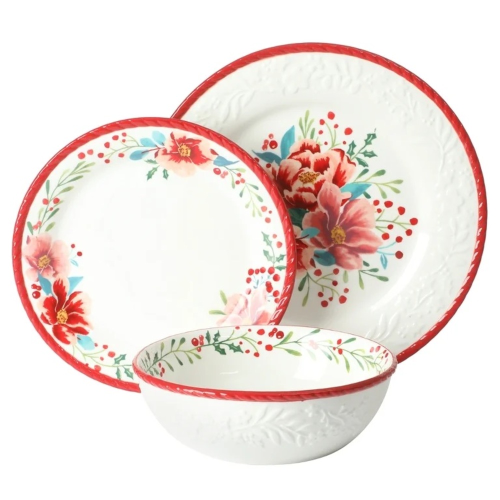 The Pioneer Woman Merry Meadow red holiday Dinnerware Set